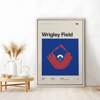 Chicago Cubs Stadium Print, Wrigley Field Stadium Print, Man Cave Gift, Floating Framed Canvas Print Wall Art