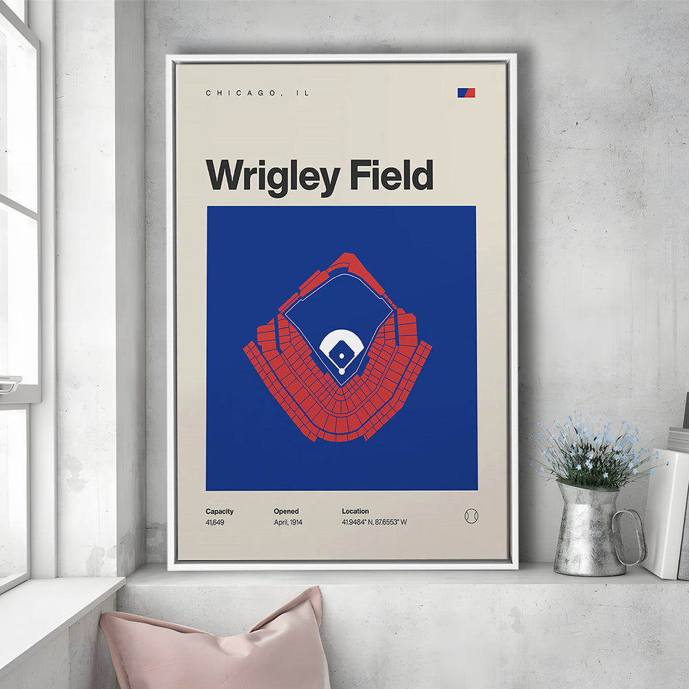 Chicago Cubs Stadium Print, Wrigley Field Stadium Print, Man Cave Gift, Floating Framed Canvas Print Wall Art