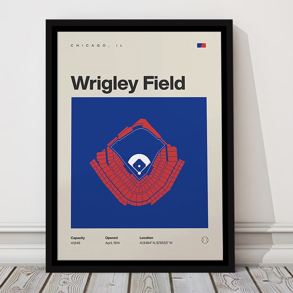 Chicago Cubs Stadium Print, Wrigley Field Stadium Print, Man Cave Gift, Floating Framed Canvas Print Wall Art