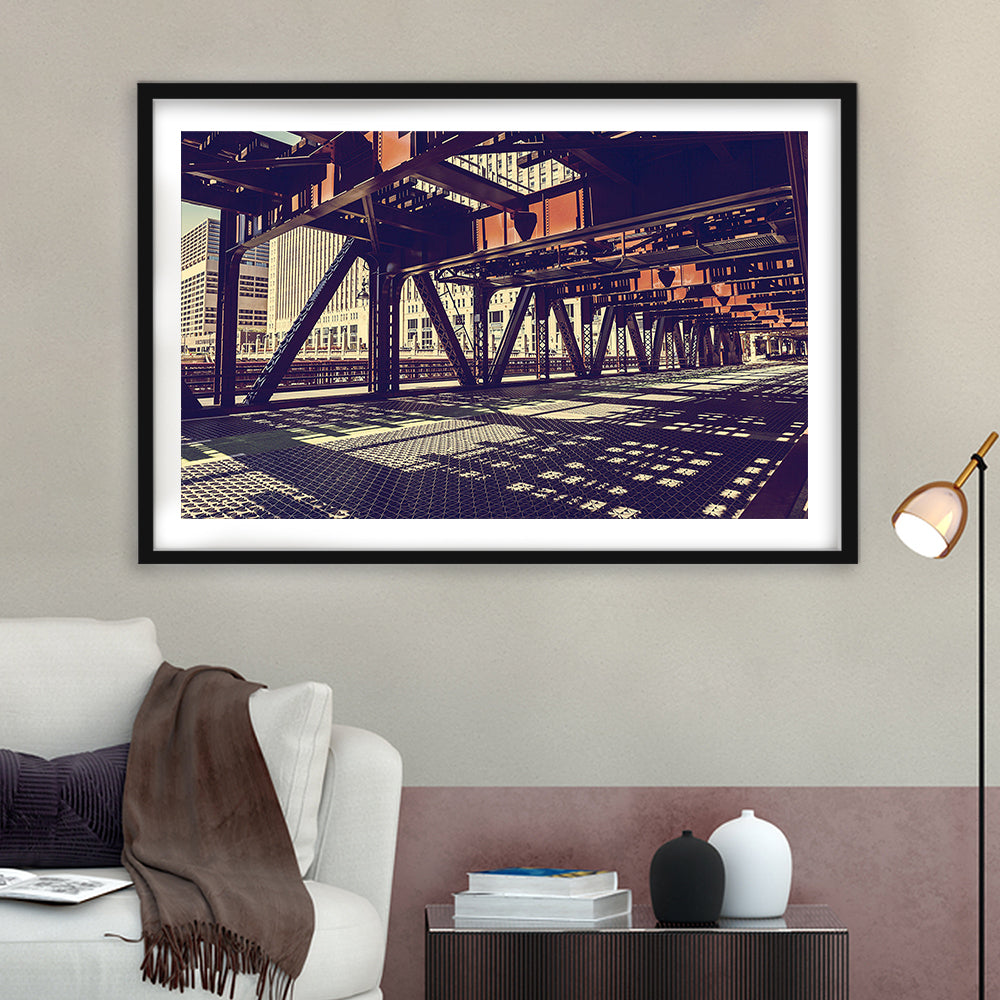 Chicago Usa Art, Chicago Illinois, Chicago Print Art ,Chicago City Wall Decor, Framed Art Print White Border