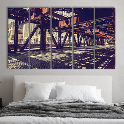 Chicago USA Art, Chicago Illinois Canvas, Chicago Print Art, 5 Piece B Extra Large Cavas Print Wall Art Decor