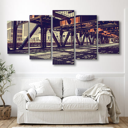 Chicago USA Art, Chicago Illinois Canvas, Chicago Print Art ,Chicago City Wall Decor, 5 Piece Large Cavas Print Wall Art
