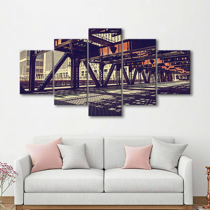 Chicago USA Art, Chicago Illinois Canvas, Chicago Print Art ,Chicago City Wall Decor, 5 Piece Large Cavas Print Wall Art