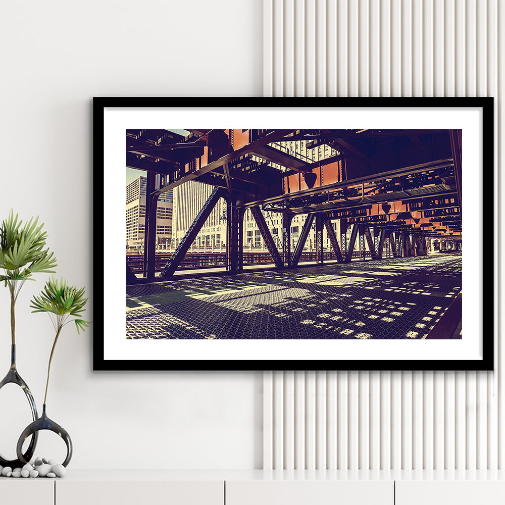 Chicago Usa Art, Chicago Illinois, Chicago Print Art ,Chicago City Wall Decor, Framed Art Print White Border