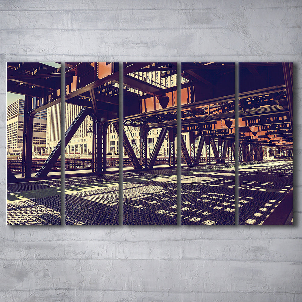Chicago USA Art, Chicago Illinois Canvas, Chicago Print Art, 5 Piece B Extra Large Cavas Print Wall Art Decor