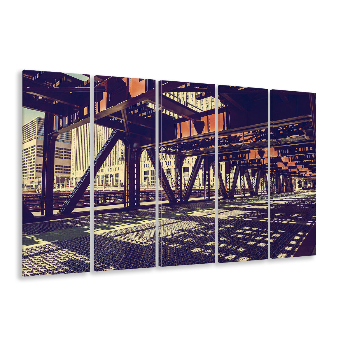 Chicago USA Art, Chicago Illinois Canvas, Chicago Print Art, 5 Piece B Extra Large Cavas Print Wall Art Decor