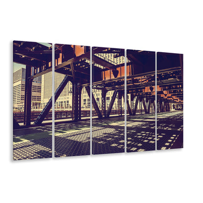 Chicago USA Art, Chicago Illinois Canvas, Chicago Print Art, 5 Piece B Extra Large Cavas Print Wall Art Decor