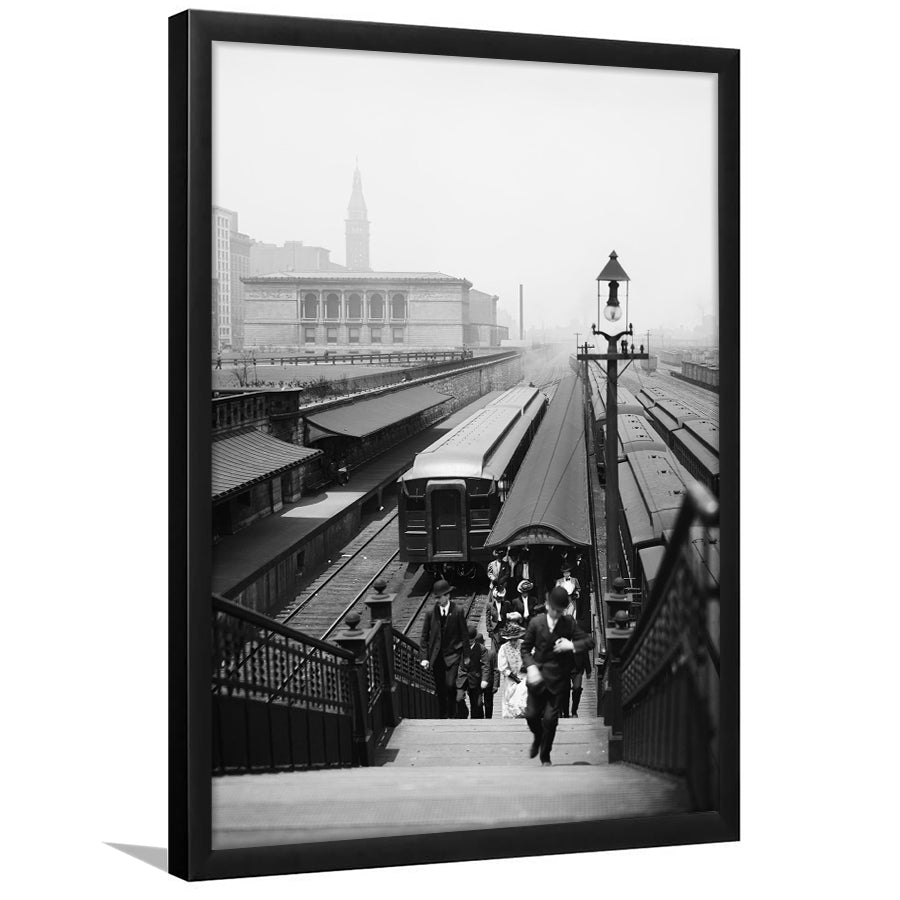 Chicago Union Station City Wall Art Black and White Art, Framed Art Print Wall Decor