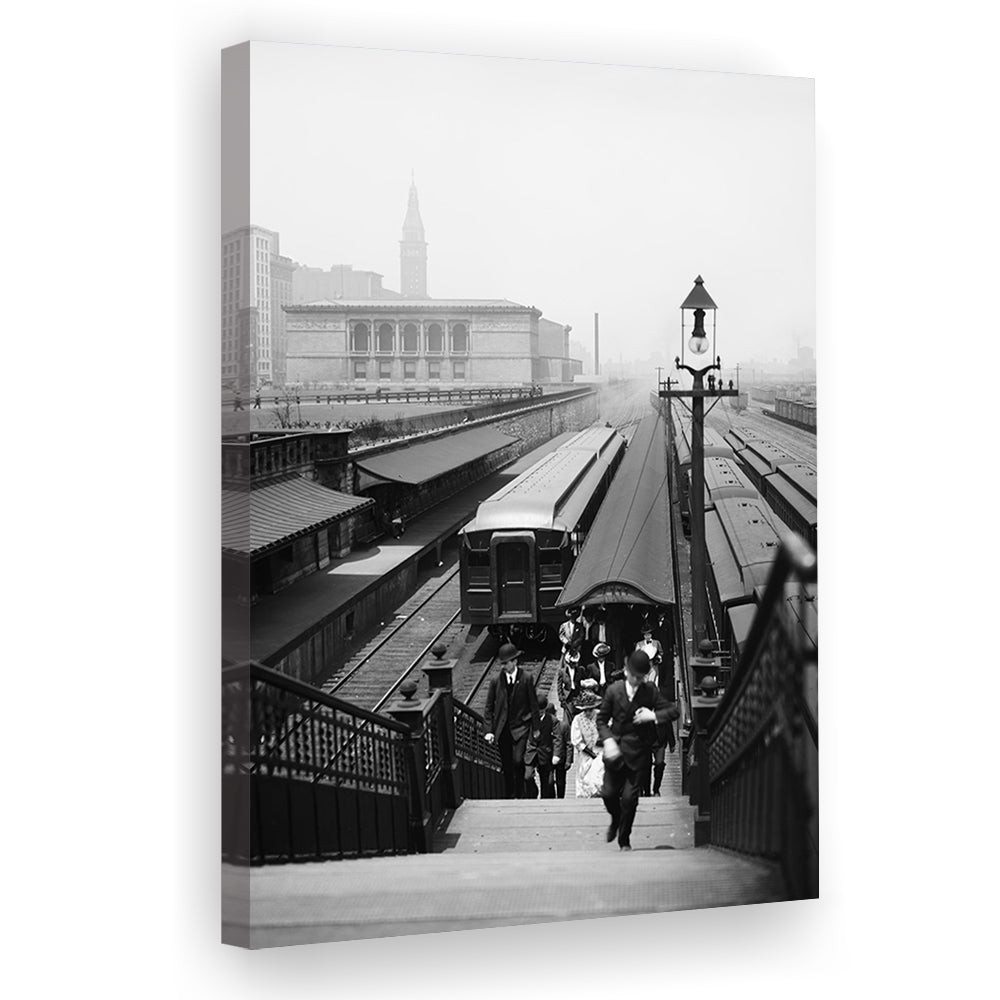 Chicago Union Station City Wall Art Black and White Art, Canvas Print Wall Art