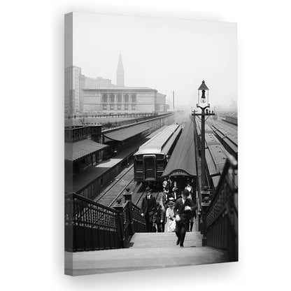 Chicago Union Station City Wall Art Black and White Art, Canvas Print Wall Art