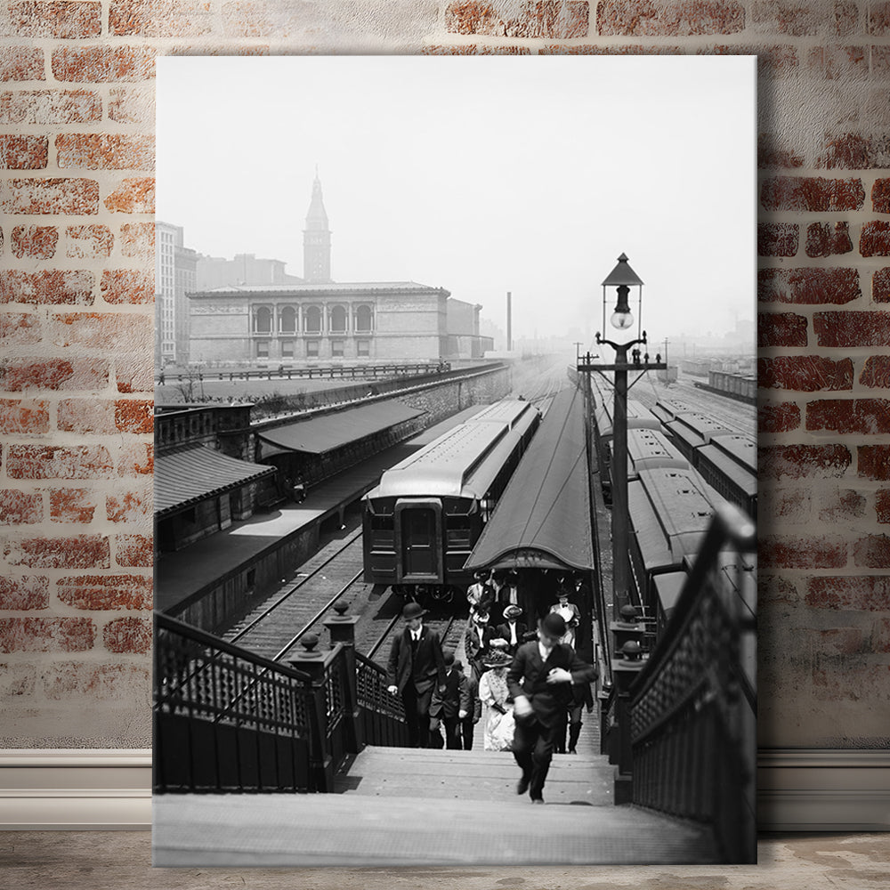 Chicago Union Station City Wall Art Black and White Art, Canvas Print Wall Art