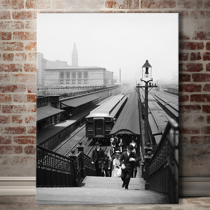 Chicago Union Station City Wall Art Black and White Art, Canvas Print Wall Art