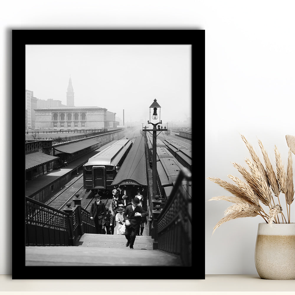 Chicago Union Station City Wall Art Black and White Art, Framed Art Print Wall Decor