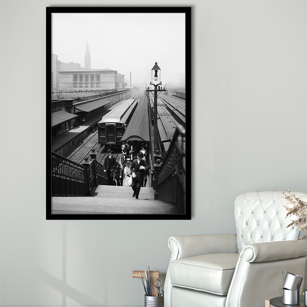 Chicago Union Station City Wall Art Black and White Art, Framed Art Print Wall Decor