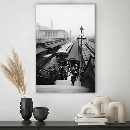 Chicago Union Station City Wall Art Black and White Art, Canvas Print Wall Art