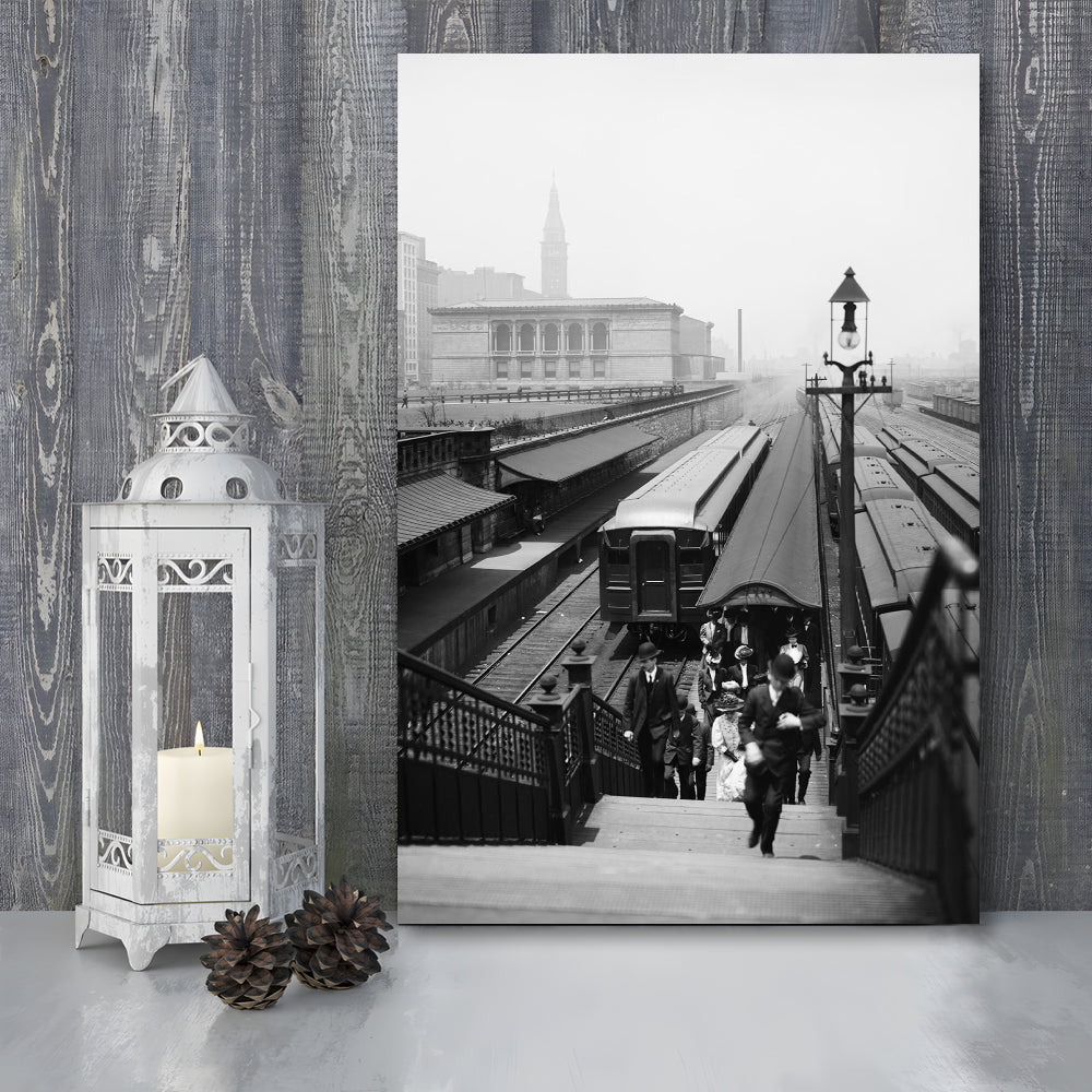 Chicago Union Station City Wall Art Black and White Art, Canvas Print Wall Art