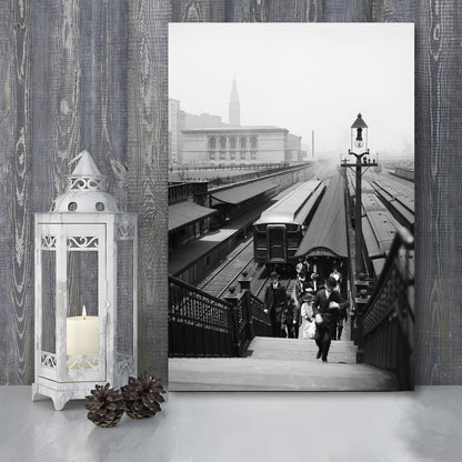Chicago Union Station City Wall Art Black and White Art, Canvas Print Wall Art