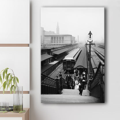Chicago Union Station City Wall Art Black and White Art, Canvas Print Wall Art