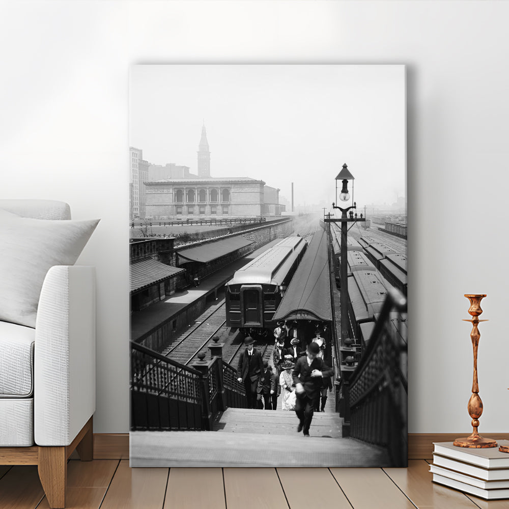 Chicago Union Station City Wall Art Black and White Art, Canvas Print Wall Art