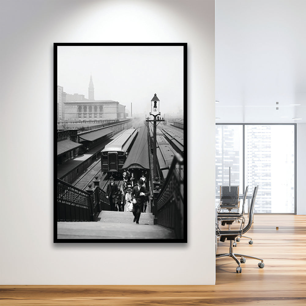 Chicago Union Station City Wall Art Black and White Art, Framed Art Print Wall Decor