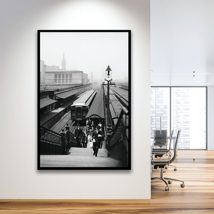 Chicago Union Station City Wall Art Black and White Art, Framed Art Print Wall Decor