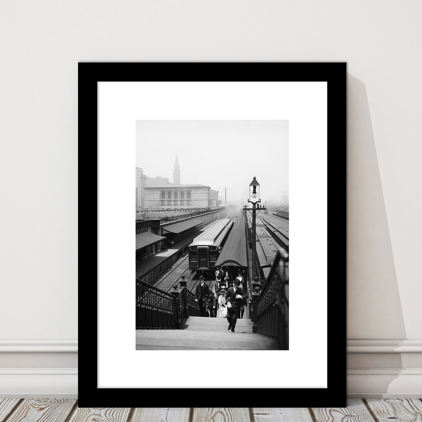 Chicago Union Station City Wall Art Black and White Art, Framed Art Print White Border Wall Decor