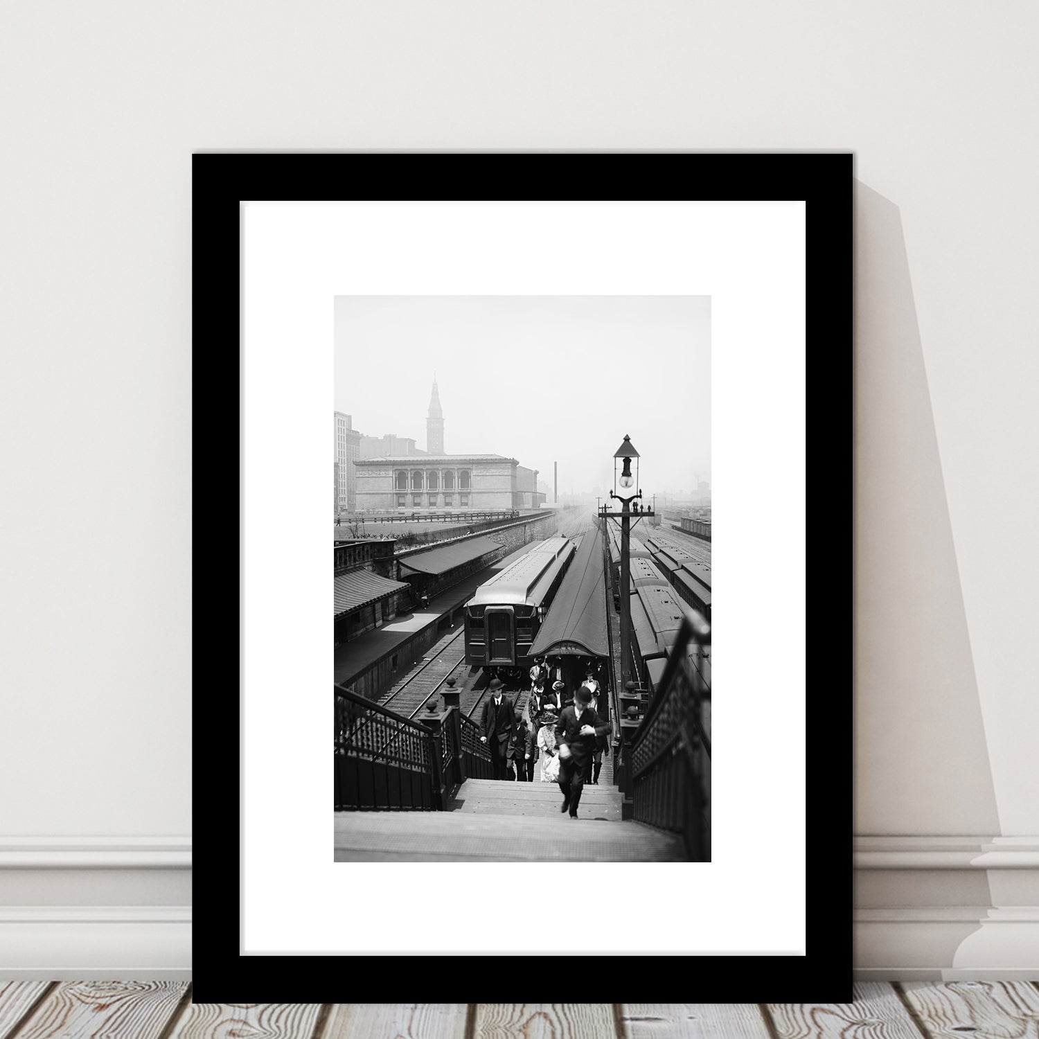 Chicago Union Station City Wall Art Black and White Art, Framed Art Print White Border Wall Decor