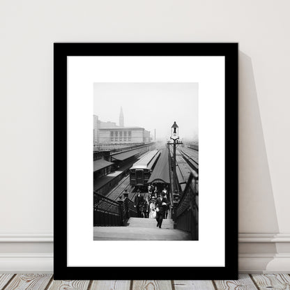 Chicago Union Station City Wall Art Black and White Art, Framed Art Print White Border Wall Decor