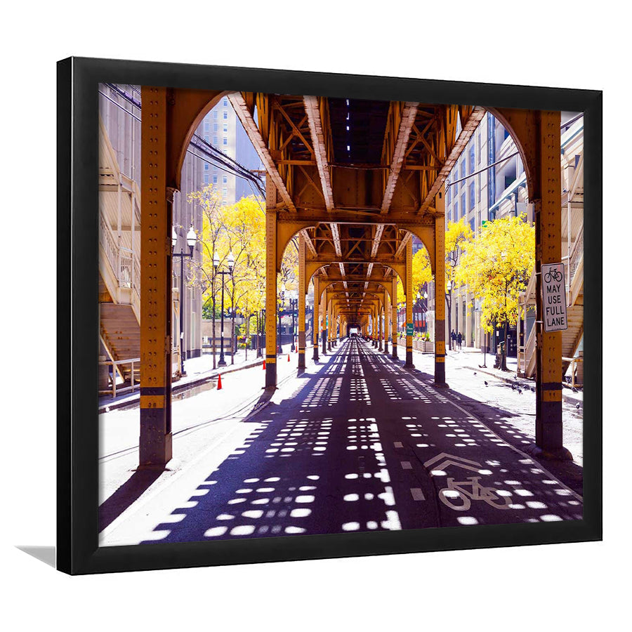 Chicago Wall Art,City Photography,Street Under The Bridge,Large Art Prints, Framed Art Print, Picture Framed
