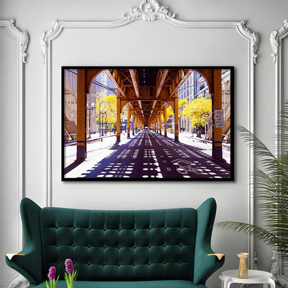 Chicago Wall Art,City Photography,Street Under The Bridge,Large Art Prints, Framed Art Print, Picture Framed
