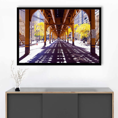 Chicago Wall Art,City Photography,Street Under The Bridge,Large Art Prints, Framed Art Print, Picture Framed