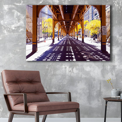 Chicago Wall Art,City Photography,Street Under the Bridge,Large Canvas Print, Cavas Print Wall Art Hom Decor