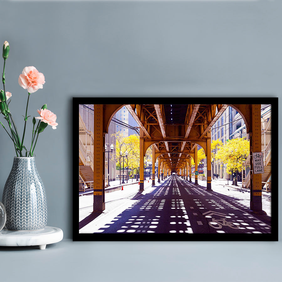 Chicago Wall Art,City Photography,Street Under The Bridge,Large Art Prints, Framed Art Print, Picture Framed