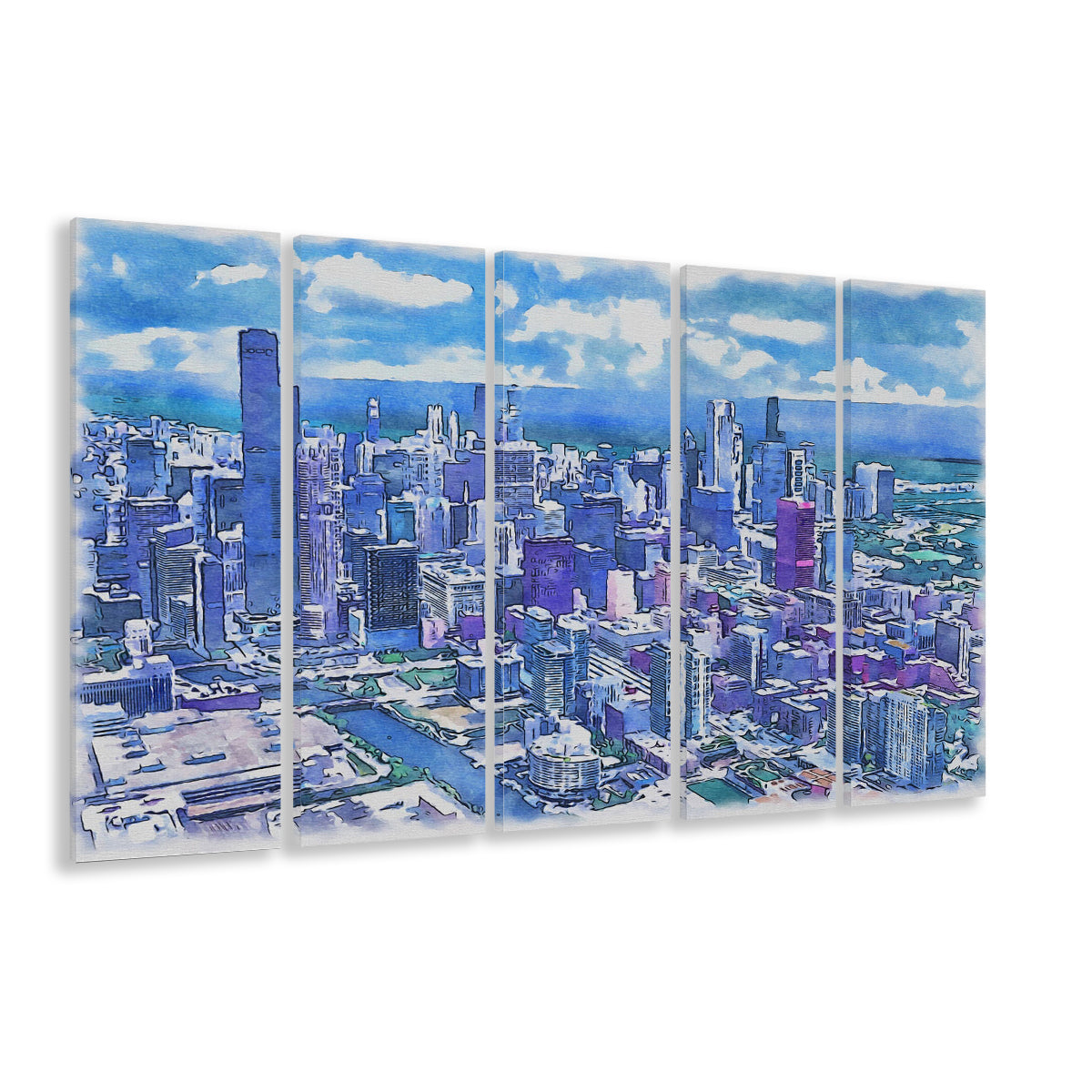 Chicago Watercolor Painting Canvas, Chicago Illinois, Sport Art, Extra Large Canvas Print Wall Art