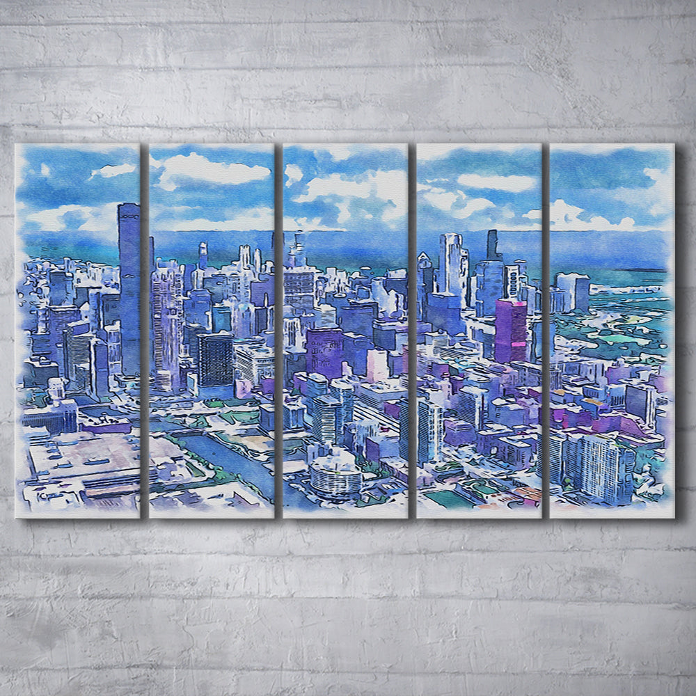 Chicago Watercolor Painting Canvas, Chicago Illinois, Sport Art, Extra Large Canvas Print Wall Art