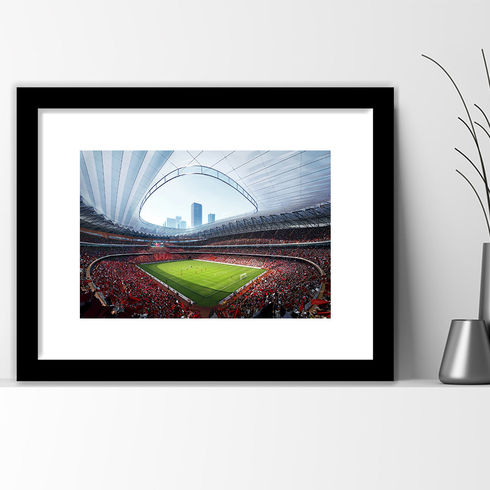 China Sporty Gossip Stadium, Stadium Canvas, Sport Art, Gift for him, White Border Framed Art Print Wall Decor
