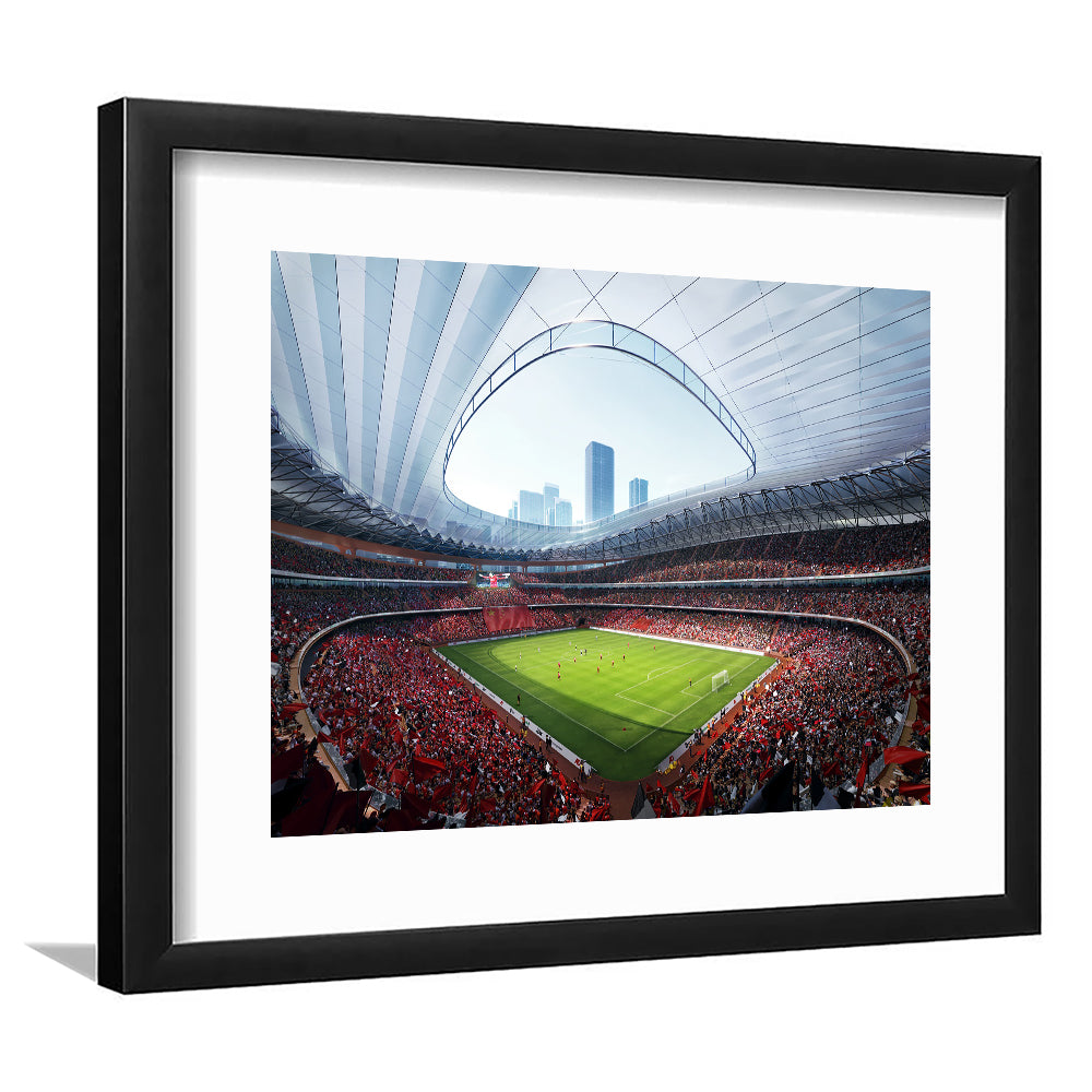 China Sporty Gossip Stadium, Stadium Canvas, Sport Art, Gift for him, White Border Framed Art Print Wall Decor