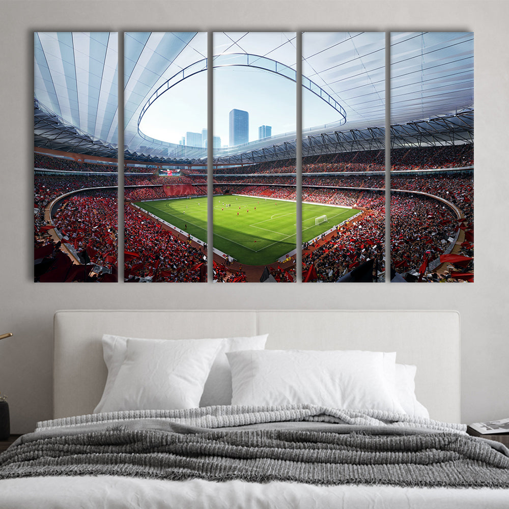 China Sporty Gossip Stadium, Stadium Canvas, Sport Art, 5 Panel B, Extra Large Canvas, Canvas Print Wall Art