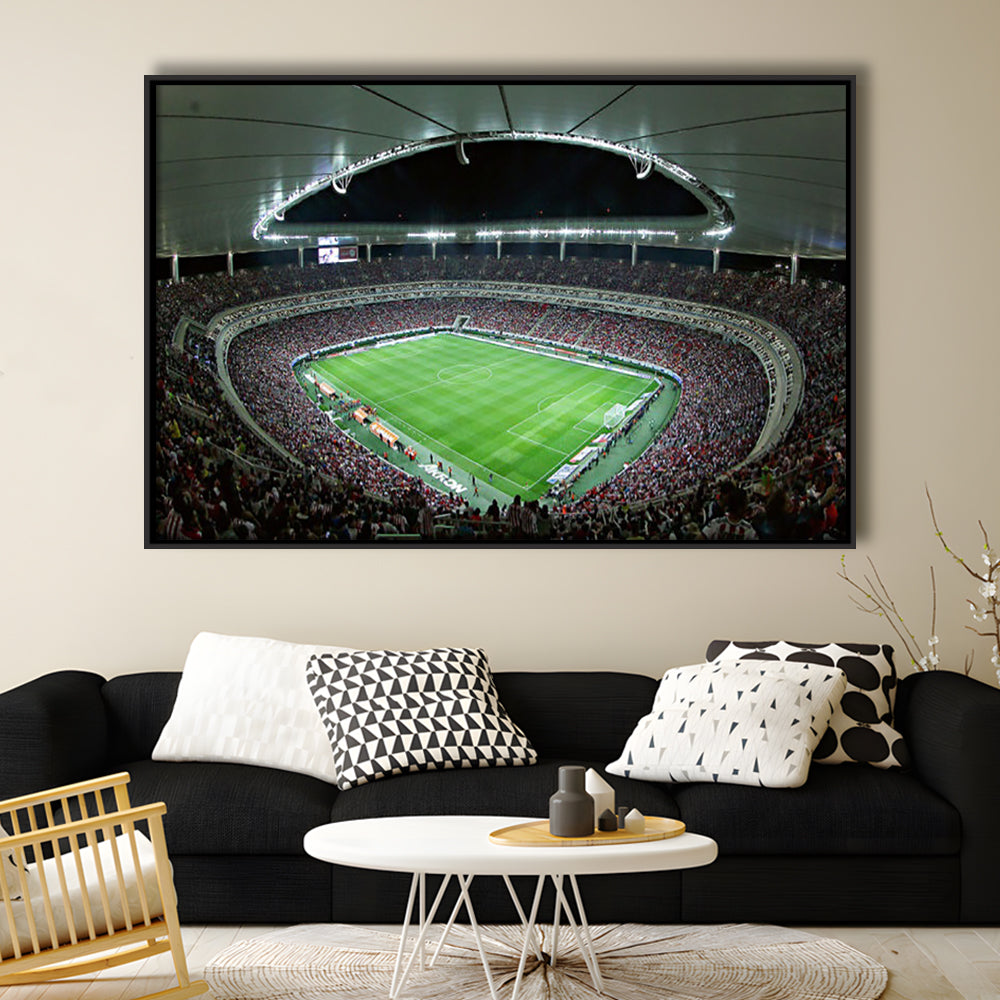 Chivas Guadalajara Stadium, Stadium Canvas, Sport Art, Framed Canvas Print Wall Art, Floating Frame