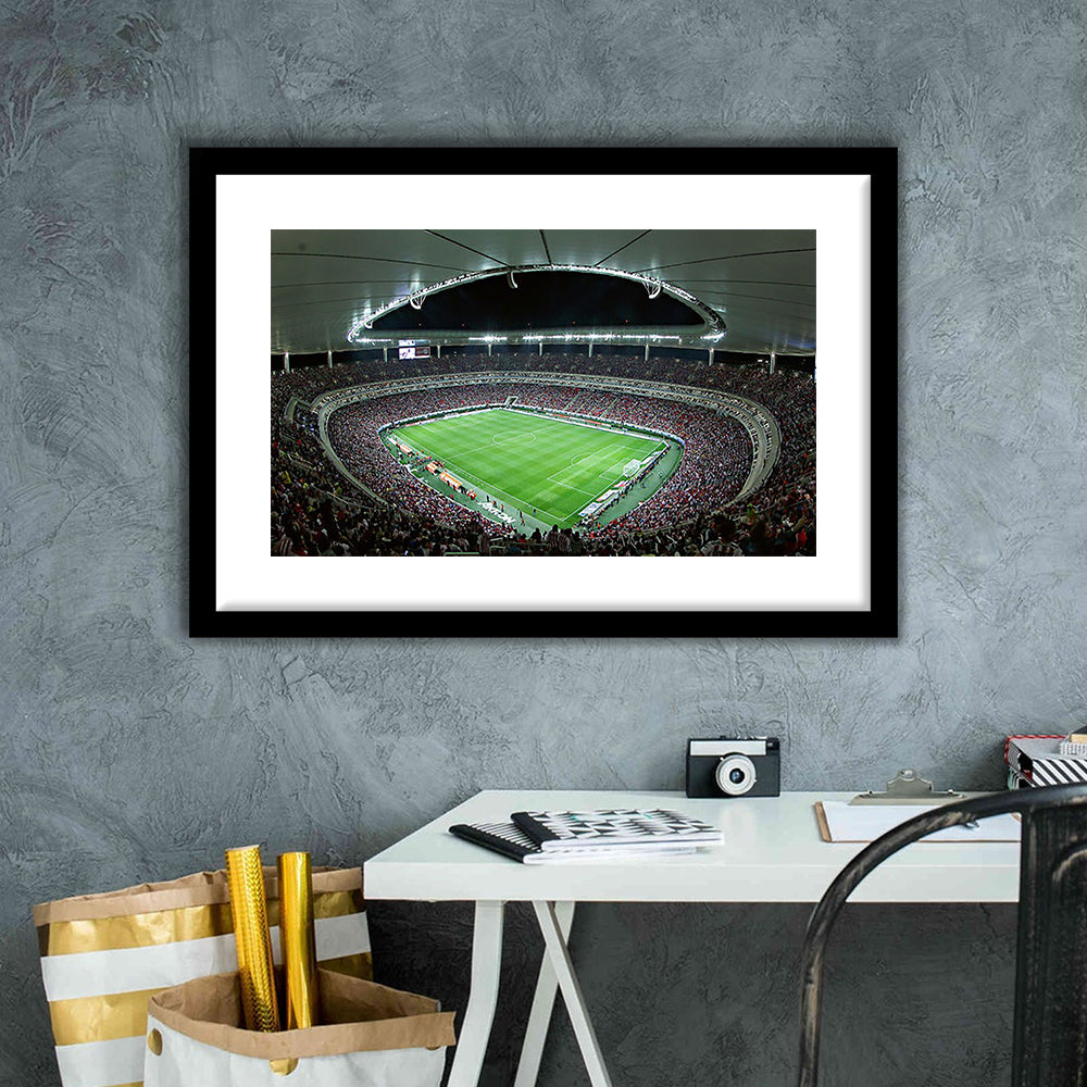 Chivas Guadalajara Stadium, Stadium Canvas, Sport Art, Gift for him, White Border Framed Art Print Wall Decor