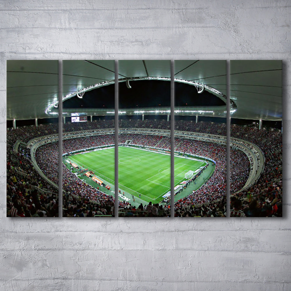 Chivas Guadalajara Stadium, Stadium Canvas, Sport Art, 5 Panel B, Extra Large Canvas, Canvas Print Wall Art