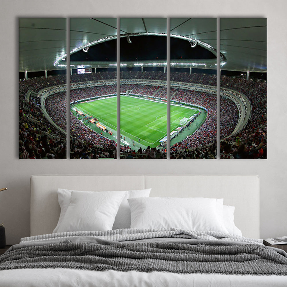 Chivas Guadalajara Stadium, Stadium Canvas, Sport Art, 5 Panel B, Extra Large Canvas, Canvas Print Wall Art