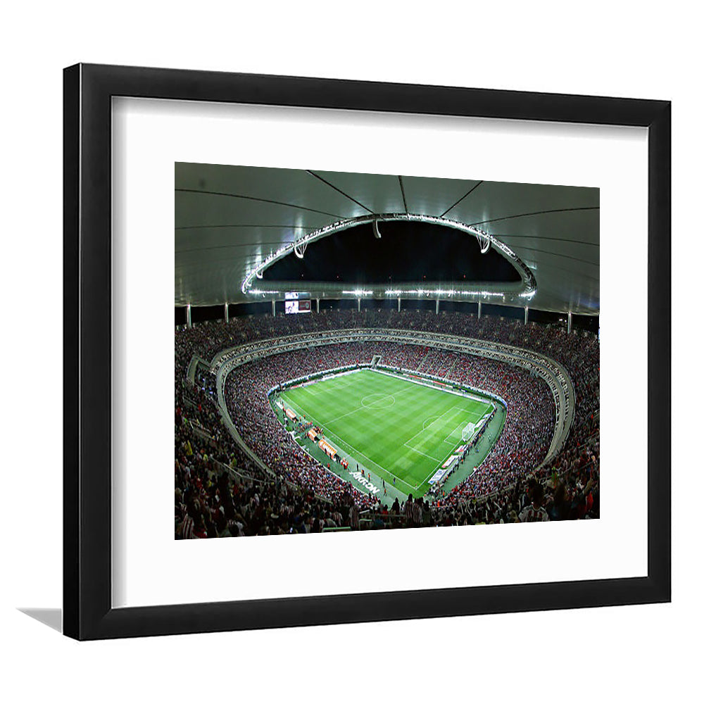 Chivas Guadalajara Stadium, Stadium Canvas, Sport Art, Gift for him, White Border Framed Art Print Wall Decor