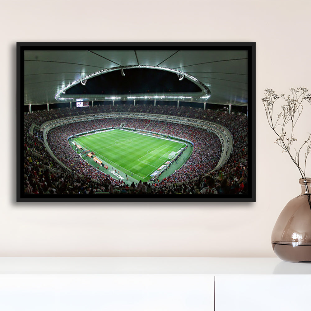 Chivas Guadalajara Stadium, Stadium Canvas, Sport Art, Framed Canvas Print Wall Art, Floating Frame