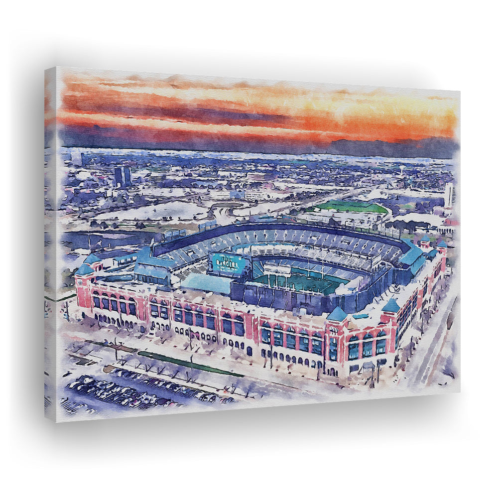Choctaw Painting Stadium Watercolor, Arlington Texas Watercolor, Sport Art, Gifts for him, Canvas Print Wall Art