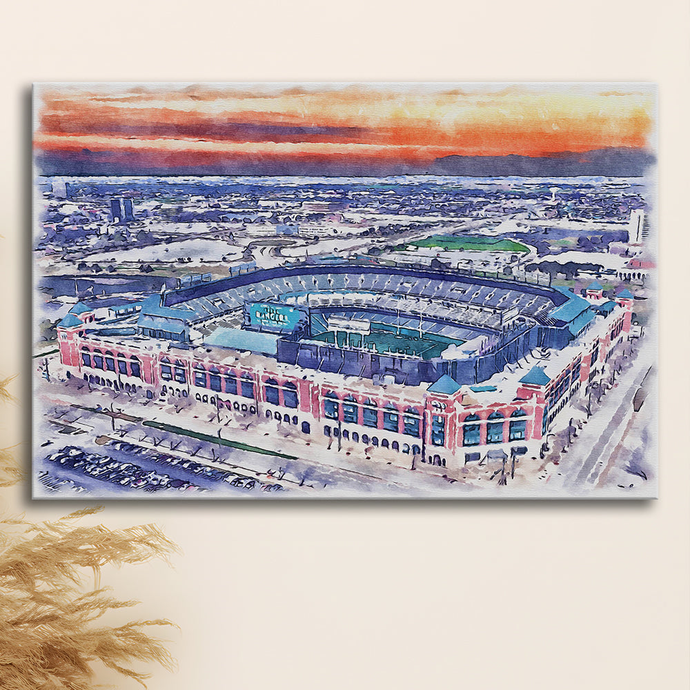 Choctaw Painting Stadium Watercolor, Arlington Texas Watercolor, Sport Art, Gifts for him, Canvas Print Wall Art