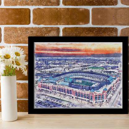 Choctaw Painting Stadium Watercolor, Arlington Texas Watercolor, Sport Gift Art, Framed Art Print Wall Decor