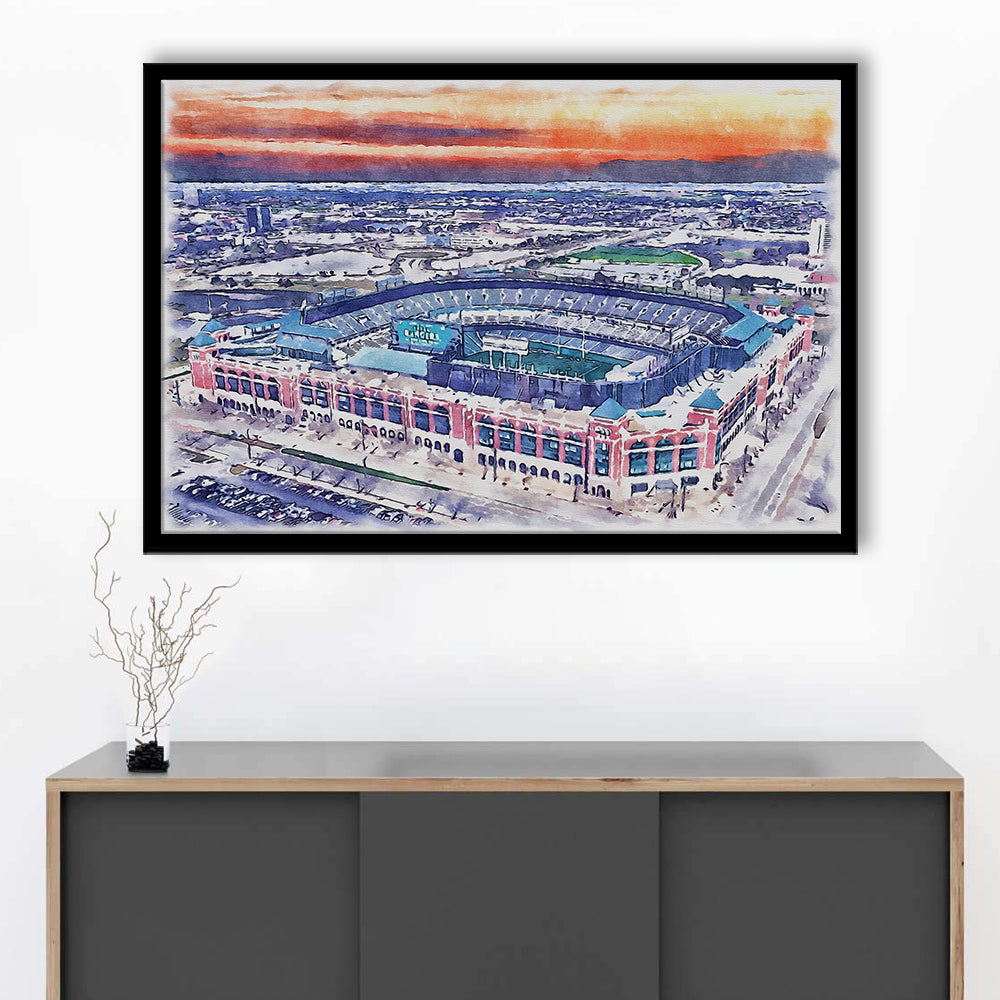 Choctaw Painting Stadium Watercolor, Arlington Texas Watercolor, Sport Gift Art, Framed Art Print Wall Decor