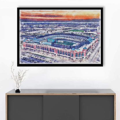 Choctaw Painting Stadium Watercolor, Arlington Texas Watercolor, Sport Gift Art, Framed Art Print Wall Decor