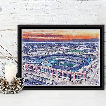 Choctaw Painting Stadium Watercolor, Arlington Texas Watercolor, Sport Gift Art, Framed Canvas Print Wall Art